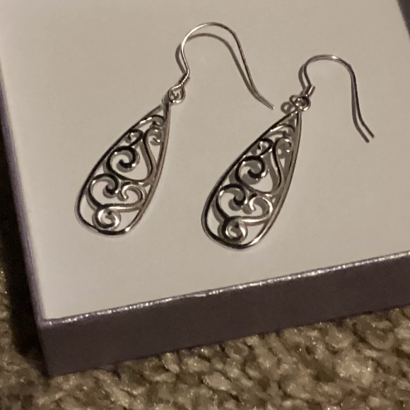New S925 Sterling Silver Boho Lattice Dangle Earrings - Picture 1 of 2